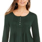 Style & Co Women's Long Sleeve Pintuck Top Green Size X-Large