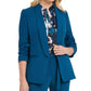 DKNY Women's Petite Open Ruched-Sleeve Blazer Blue Size 10 P