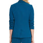 DKNY Women's Petite Open Ruched-Sleeve Blazer Blue Size 10 P