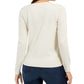 Charter Club Women's Petite Chevron-Print Metallic-Threaded Cardigan White Size PM