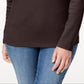 Karen Scott Women's Cotton Henley Neck Top Brown Size Petite