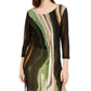 Alfani Women's Petite Printed Tunic Top Green Size PM