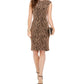 Vince Camuto Women's Metallic Animal Stripe Sheath Dress Beige Size 8