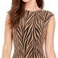 Vince Camuto Women's Metallic Animal Stripe Sheath Dress Beige Size 8