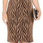 Vince Camuto Women's Metallic Animal Stripe Sheath Dress Beige Size 8