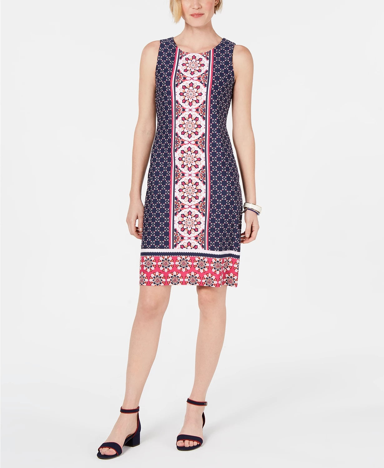 Charter Club Women's Petite Printed Shift Dress  Pink Size Petite