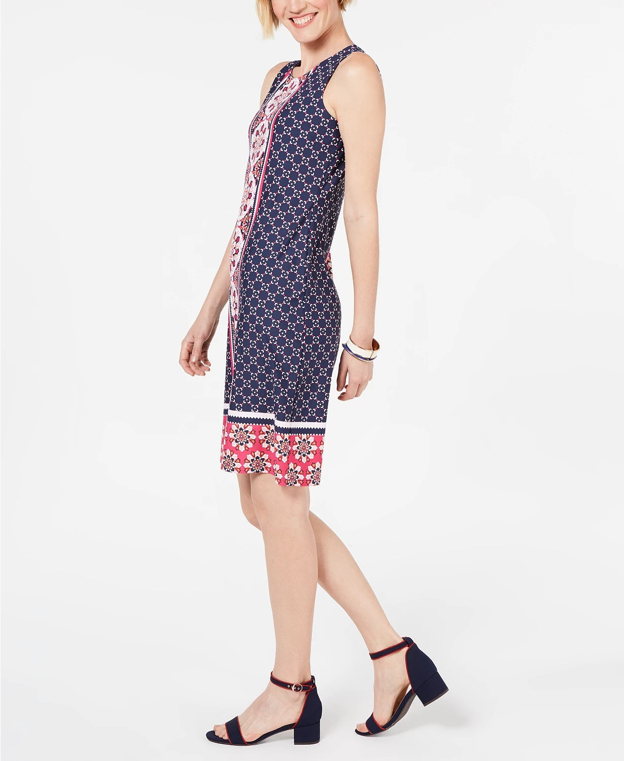 Charter Club Women's Petite Printed Shift Dress  Pink Size Petite