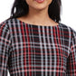 Charter Club Women's Plaid Crepe Bow Detail Top Black Size Petite Small