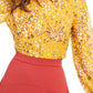 Alfani Women's Animal Print Shirt Yellow Size Petite Small