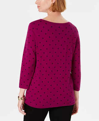 Karen Scott Women's Dot Dream Sweater Red Size Medium