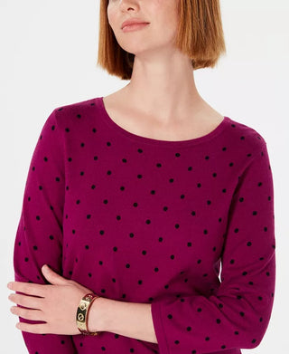 Karen Scott Women's Dot Dream Sweater Red Size Medium