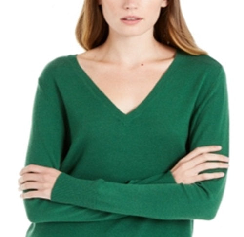 Maison Jules women's V Neck Sweater Green Size XX-Large
