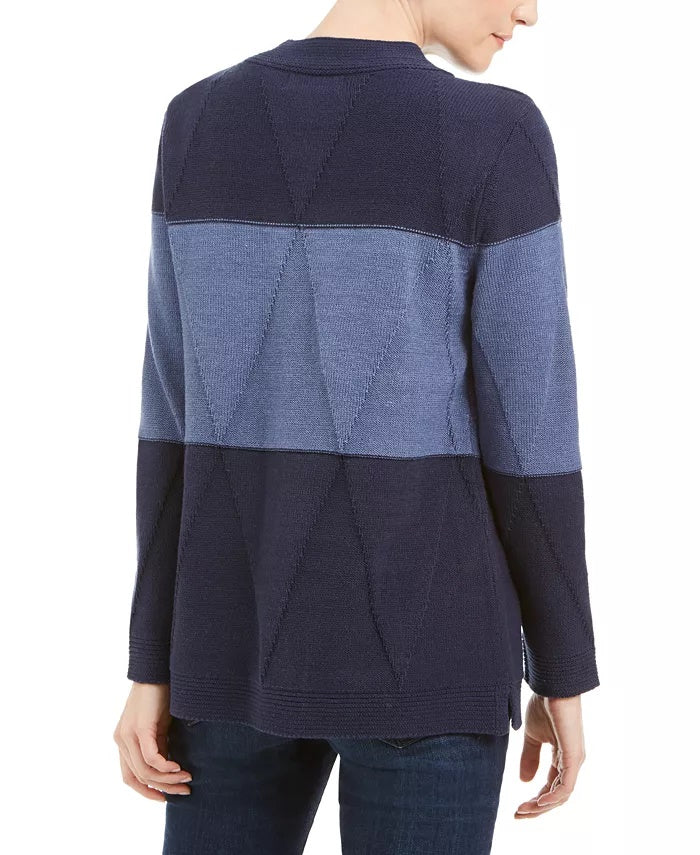 Karen Scott Women's Grace Colorblocked Sweater  Blue Size Large