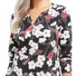 Karen Scott Women's Glitter Vines Henley Top Red Size Small