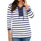 Charter Club Women's Cotton Lace-Up Grommet-Neck Tunic Blue Size Small