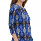 Calvin Klein Women's Embellished 3/4-Sleeve Top Bright Blue Size Large