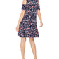 Style & Co Women's Printed Cold-Shoulder Swing Dress Navy Size X-Small