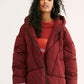Free People Women's Hailey Hooded Puffer Jacket Red Size Small