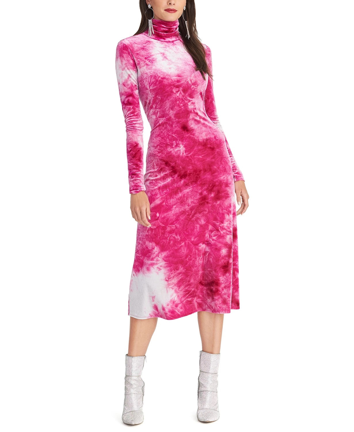 RACHEL Roy Women's Amanda Tie-Dyed Turtleneck Dress Purple Size Medium