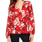 INC International Concepts Women's Petite Floral-Print Surplice Top Red Size Petite X-Large