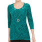 JM Collection Women's Velvet Necklace Top Green Size Small
