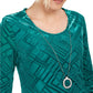 JM Collection Women's Velvet Necklace Top Green Size Small