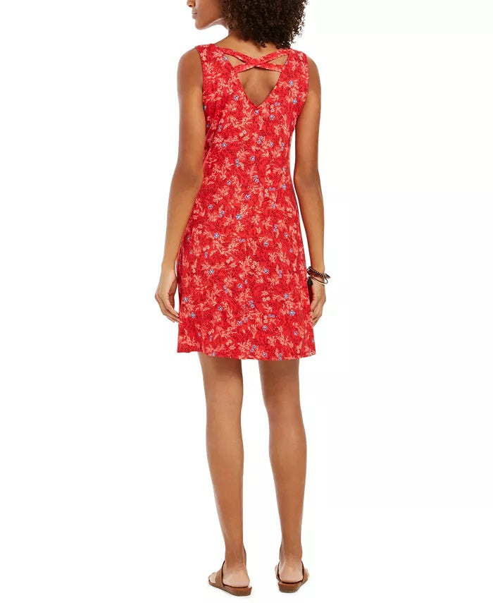 Style & Co Women's Cross-Back Printed Dress  Bright Red Size X-Small