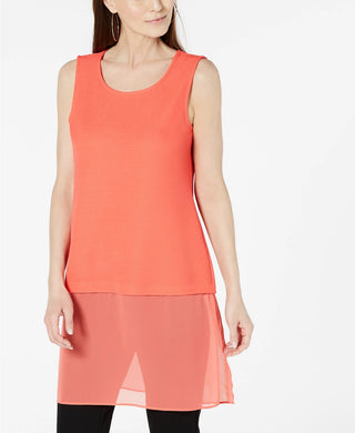 Alfani Women's Petite Layered-Look Tunic  Medium Red Size Petite Small-Medium