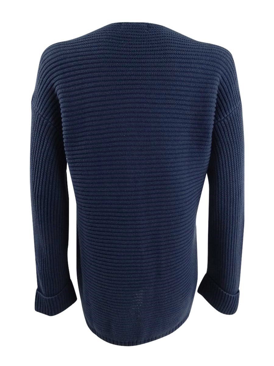 Charter Club Women's Textured Solid Long Sleeve V Neck T Shirt Sweater Navy Size XX-Large