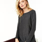 Charter Club Women's Pure Cashmere Long Sleeve Shirttail Sweater Gray Size Medium