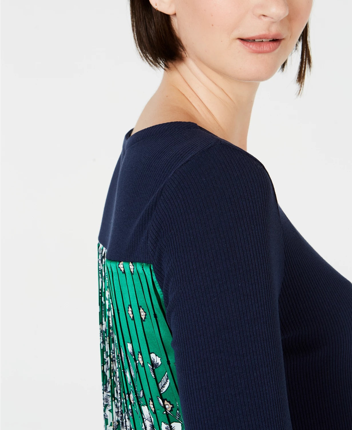 Charter Club Women's Petite Pleated-Back Top Blue Size Petite