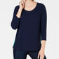 Charter Club Women's Petite Pleated-Back Top Blue Size Petite