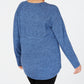 Karen Scott Women's Petite Cotton Curved-Hem Sweater Blue Size PM
