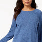 Karen Scott Women's Petite Cotton Curved-Hem Sweater Blue Size PM