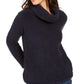 Style & Co Women's Faux Fur Solid Long Sleeve Turtle Neck T Shirt Sweater Blue Size Petite Large