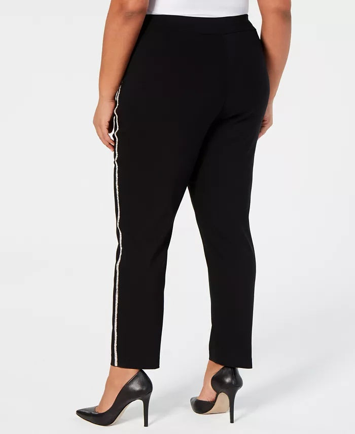 JM Collection Women's Plus Size Straight-Leg Trousers Black Size 24W