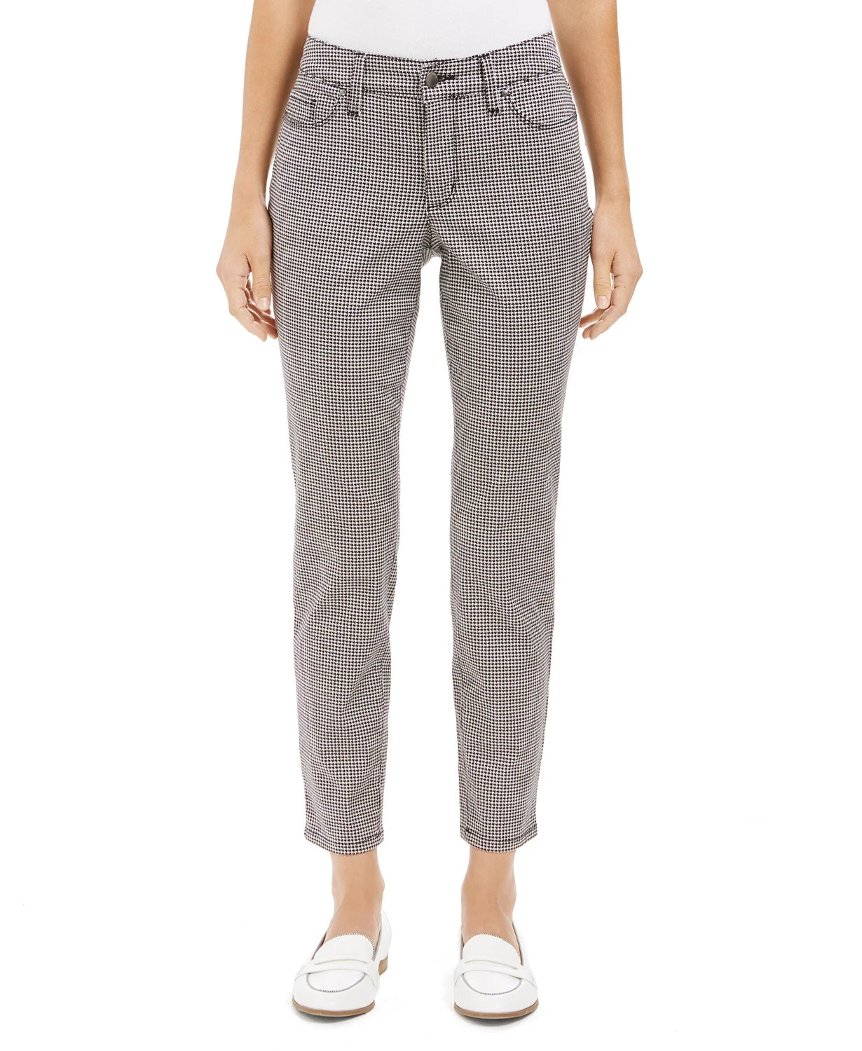 Charter Club Women's Houndstooth Skinny Tummy-Control Jeans White Size 6