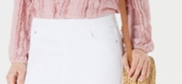 Style & Co Women's Frayed Pull on Denim Skort White Size -S