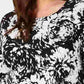JM Collection Women's Black Printed 3/4 Sleeve Jewel Neck Tunic Top Black 0X