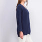 Charter Club Women's Cotton Textured V-Neck Sweater Blue Size Medium