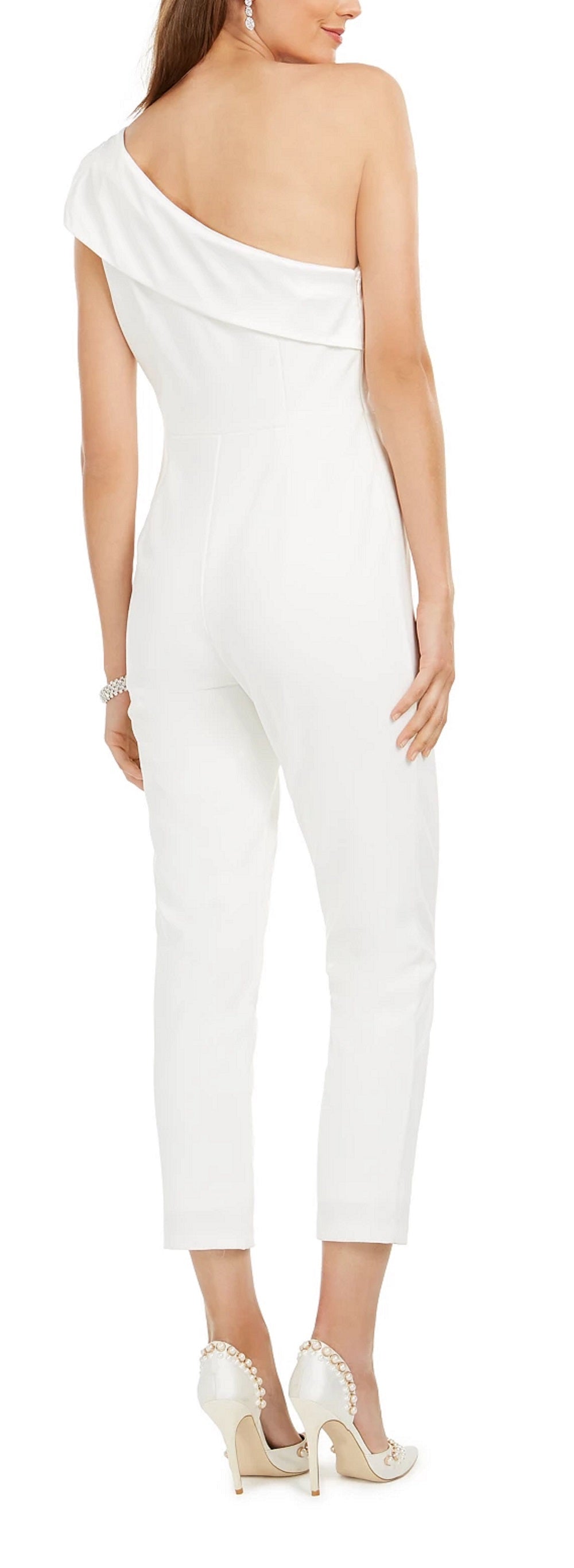 Adrianna Papell Women's One Shoulder Jumpsuit White Size 8