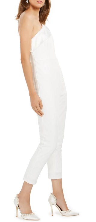 Adrianna Papell Women's One Shoulder Jumpsuit White Size 8