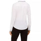 Calvin Klein Women's Long-Sleeve Collared Top White Size Small