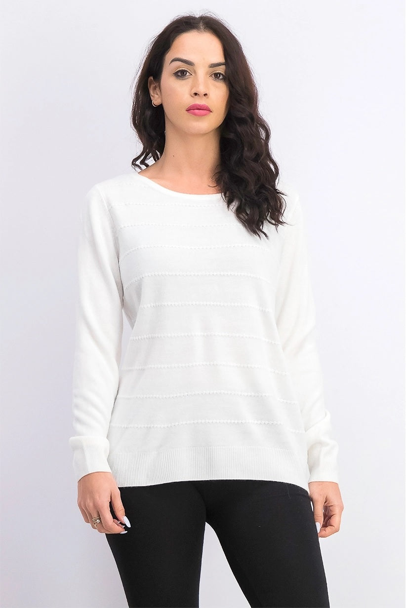 Karen Scott Women's Petite Ottoman-Stitch Sweater White Size Petite X-Large