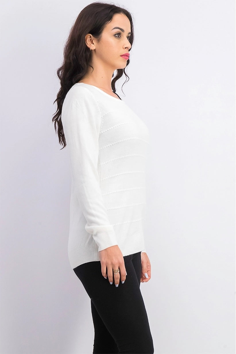 Karen Scott Women's Petite Ottoman-Stitch Sweater White Size Petite X-Large