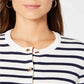 Charter Club Women's Petite Striped Toggle-Closure Cardigan White Size PM