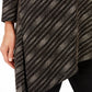 JM Collection Women's Petite Metallic Asymmetrical Top Black Size Petite Small-Medium