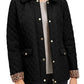Charter Club Women's Quilted Leopard Print Trim Hooded Jacket Black Size Small
