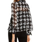 INC International Concepts Women's Petite Sheer Houndstooth Top Black Size Petite X-Large