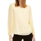 Alfani Women's Petite Pleated-Sleeve Top Yellow Size Petite